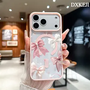 Bow Delight Dream Pattern Magnetic MagSafe Phone Case for iPhone 17 Air/16 Pro Max 15 Pro 14 13 12 11 Plus Shockproof Slim Protective Cover Casing
