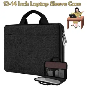 13-14 Inch Laptop Sleeve Case, Water-Resistant Shockproof Laptop Bag with Handle, Fits MacBook Pro 14”, MacBook Air 13.3”, Chromebook & Notebooks, Black