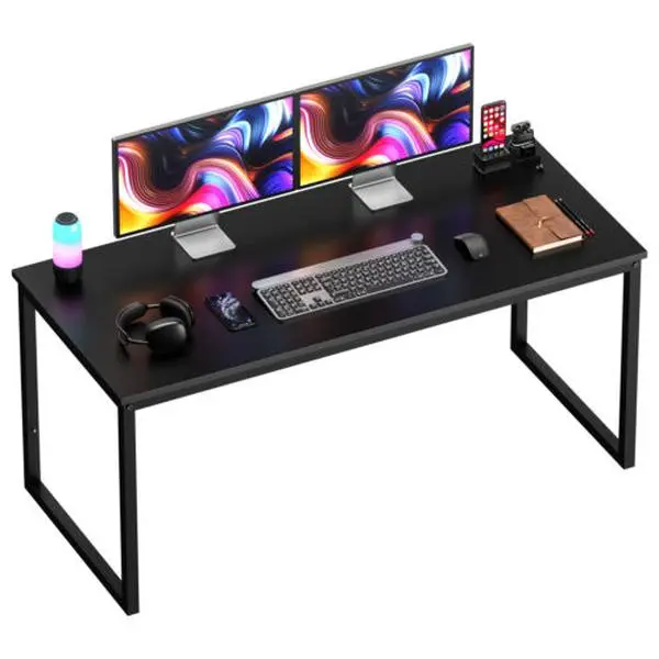ZENSTYLE 55" Sturdy Adjustable Computer Desk with Dual Monitor Stand - Large Workspace Modern Office Furniture, Ergonomic Study Work Table for Desk Setup & Gaming, Assembly Required