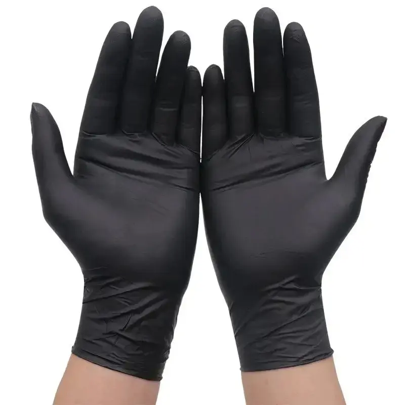 P 6Mil Heavy Duty Black Nitrile Gloves Pack, 100-Count Disposable Waterproof Gloves, Latex-Free, Powder-Free Durable Disposable Gloves for Cleaning, Automotive, Food Prep, Mechanics, Tattoo, Workshop & Household Use