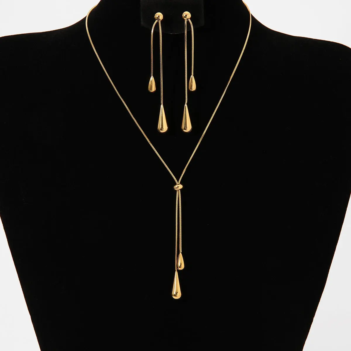 Hand-Crafted Water Drop Earring and Necklace Set in 18K Gold Filled - 16" Chain with Extender & Hypoallergenic Design - Perfect Gift Jewellery Gift Set Accessory Set