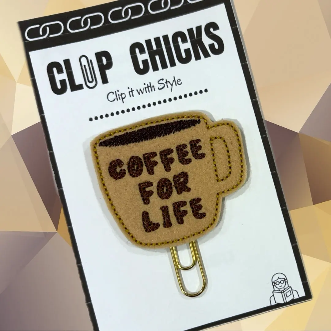Coffee For Life Novelty Paper Clip, Fun Bookmark, Planner Clip, Journal Accessories, Paper Organizer, Whimsical Gift for Readers and Writers, Unique Gifts under $5.