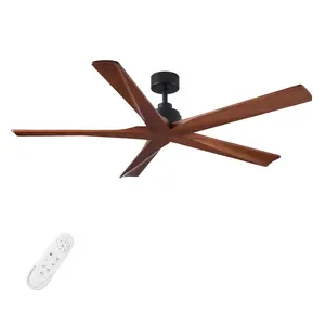 Sophoses 60 in. Indoor Black Solid Wood Ceiling Fan without Light