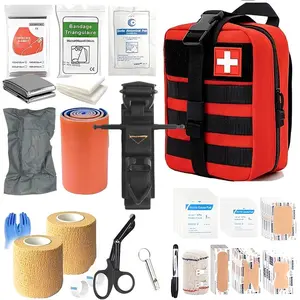 Trauma Kit with Tourniquet, 6-Inch Bandage, Splint, Tactical First Aid Kit for Car, Camping, Hiking and Travel with Molle Bag