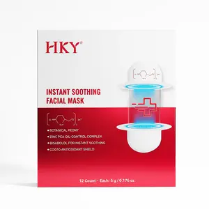 HKY Instant Soothing Facial Mask with Zinc PCA Oil Control Peony Bisabolol CoQ10 Antioxidant Redness Relief 12 Count 5g Each Calming Skin Repair