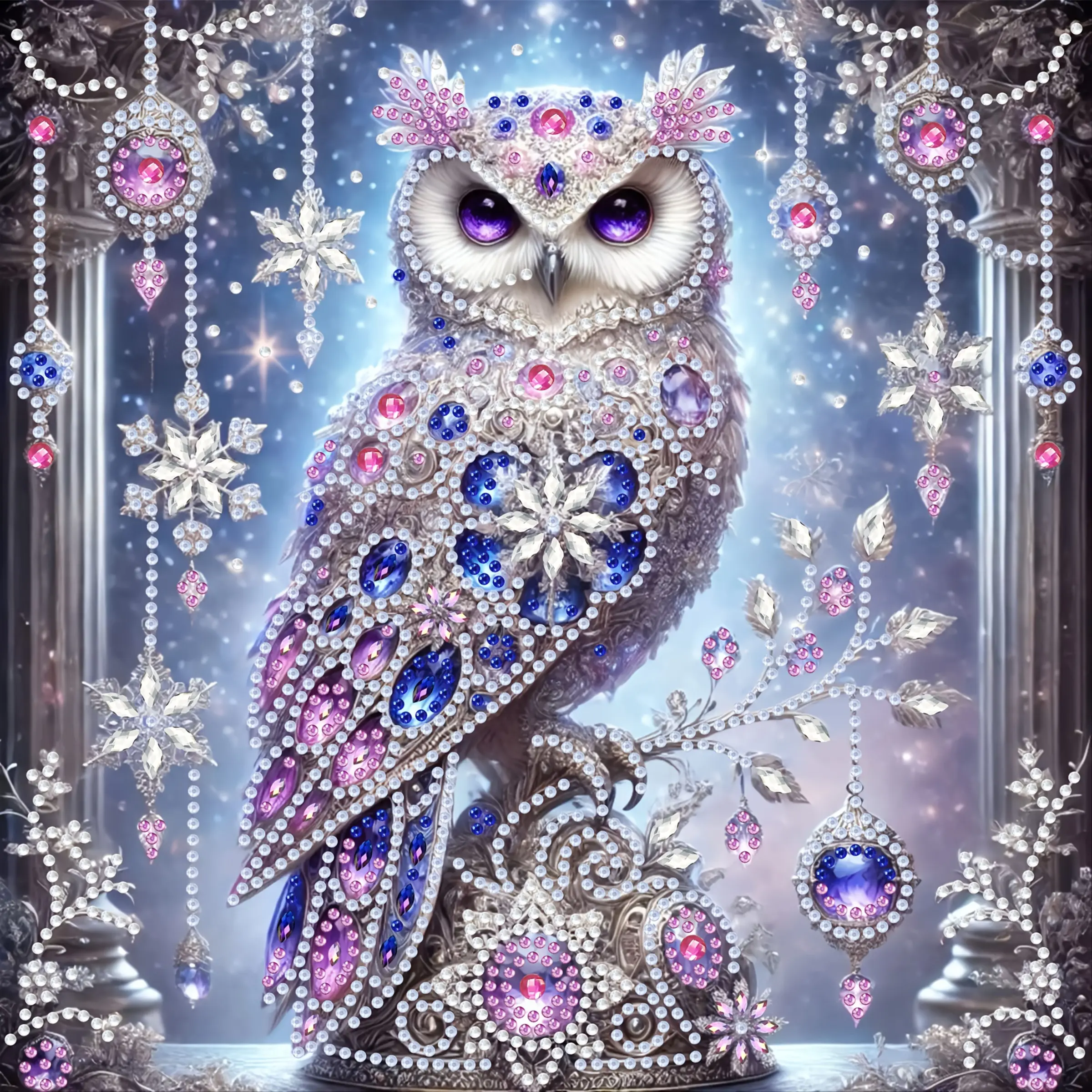 5D DIY Diamond Painting Kit, Blue Crystal Owl Series, Diamond Pattern Design, Creative, Irregular Shape, Wall & Table Decor, Home Decor, 30x30cm, Perfect Gift, Unique Artwork, Handmade Gifts
