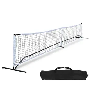 SUPERDEAL 22FT Portable Pickle ball Net Soccer Tennis Net Game Set System with Metal Frame Stand Area Signs and Carrying Bag