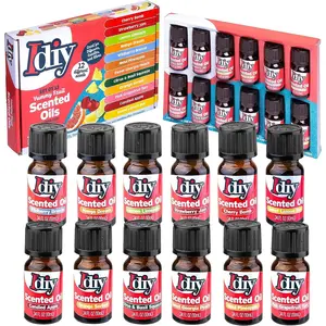 iDIY Yummy Fruit Scented Oils (12 Pack) X Large 10ml (.34 oz) Natural Food Fragrance Bottles for Diffusers, Slime, Gifts- Strawberry, Pineapple, Mango