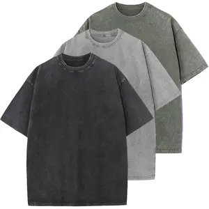 Holafish 3Pcs Women's Acid Washed Cotton Short Sleeve Tees Unisex Oversized Loose Fit Solid Casual Streetwear Vintage Style for Fitness & Daily Wear