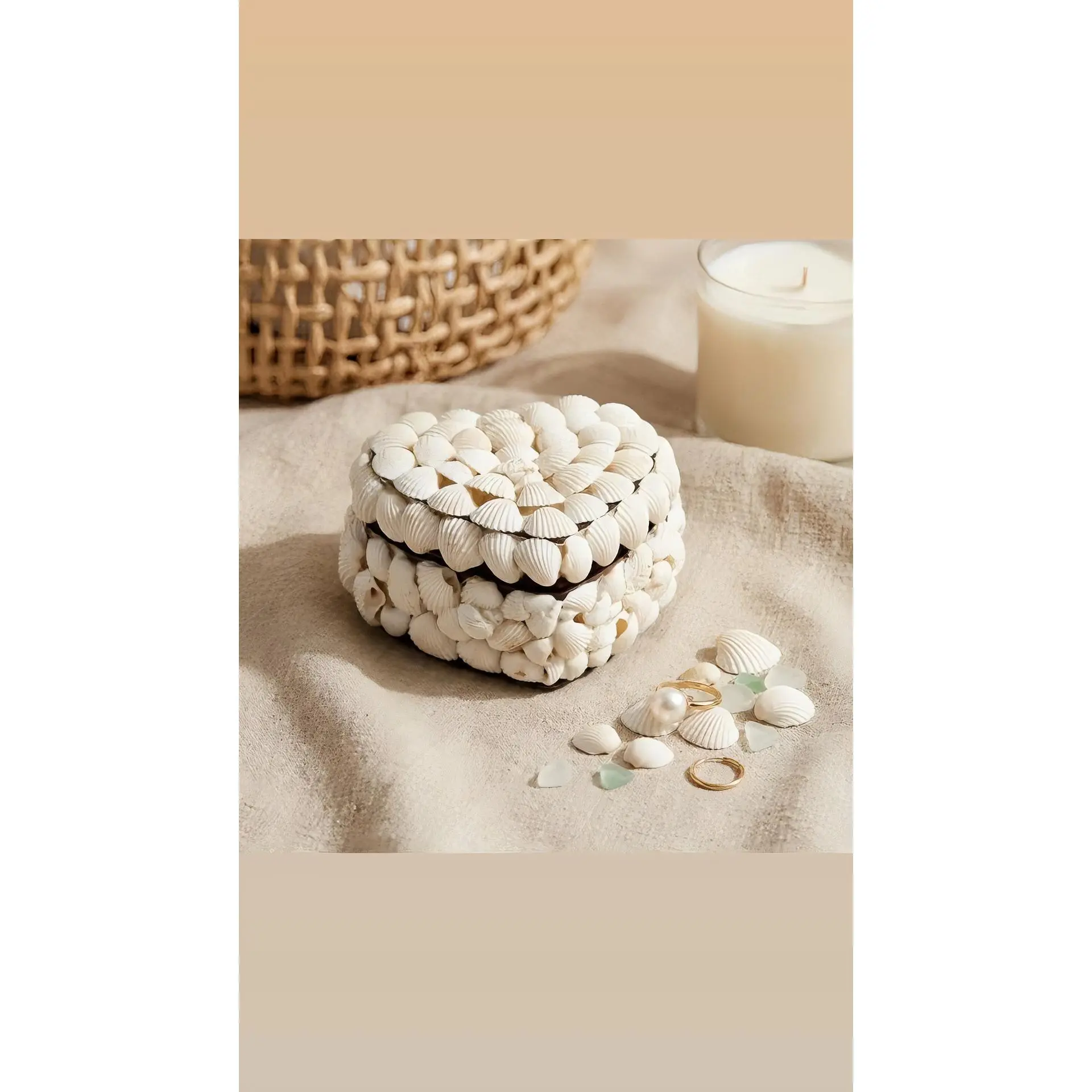 heart jewery box made with sea shells