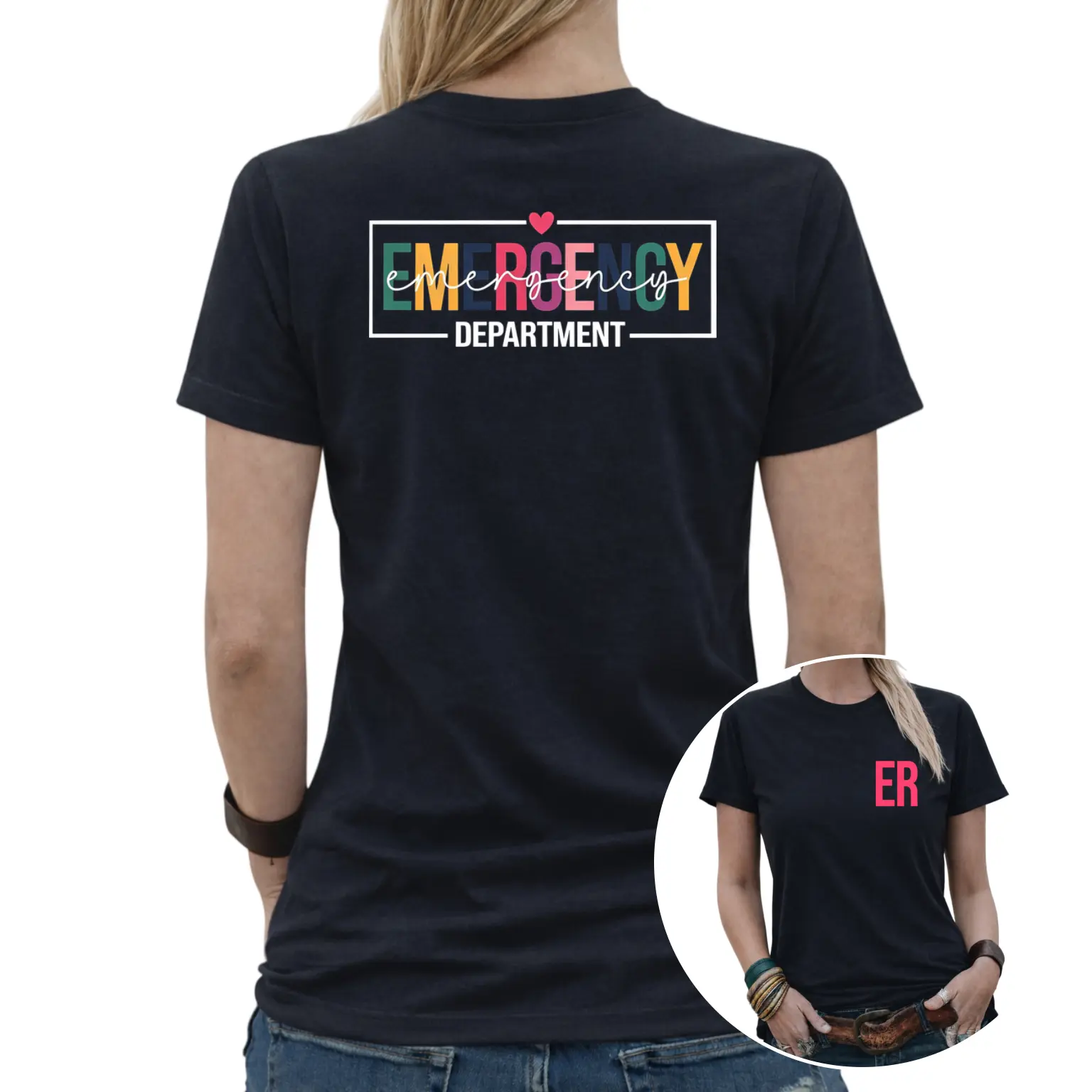 Emergency Department Nurse Shirt Women Nurse School Graphic Tees Short Sleeve Tops ER Crew Neck T Shirts
