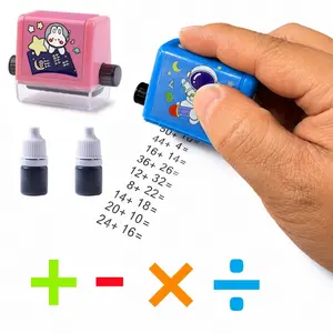 Educational Math Stamp Roller Set 4PCS, Arithmetic Practice Tools for Students, Reusable Addition, Subtraction, Multiplication & Division Stamps for Classroom Learning