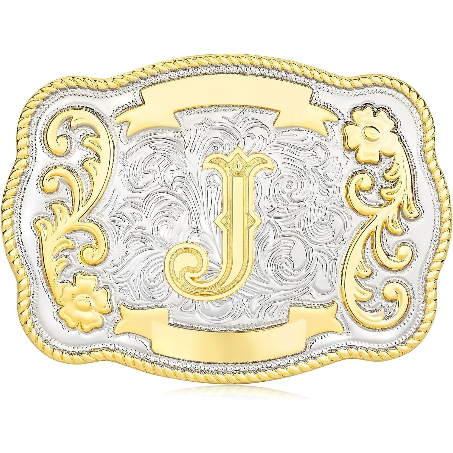 Vintage Belt Buckle Men Western Cowboy Rodeo Initial Letter ABCDMRJ to Z Golden Belt Buckles for Women