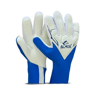 Almos Soccer Max Gel Goalkeeper Gloves - Blue & White - Pro Grip & Protection