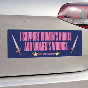Women's Rights And Women's Wrongs, Car Magnet, car sticker funny, meme car sticker, cool bumper sticker