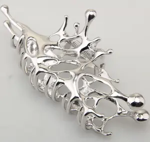 Geometric Claw - Clips Women Large Metal Silver Color Korean Fashion Shark Hair Clips Grab Clamps Girls Hair Accessories