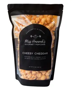 Miss Hannah's Gourmet Popcorn Cheesy Cheddar 5 oz - Perfect Blend of White & Orange Cheddar Miss Hannah's Gourmet Popcorn Cheesy Cheddar 5 oz - Perfect Blend of White & Orange Cheddar