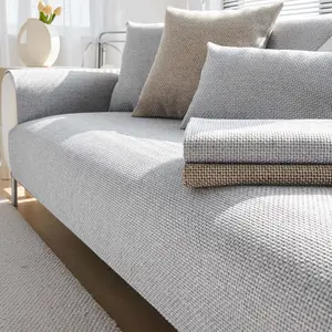 1pc Textured Woven Sofa Cushion Cover, Neutral Beige Couch Protector, Non-Slip Washable Sofa Pad Cover, Pet-Friendly & Scratch-Resistant, Fits Armchair/Loveseat/3-4 Seater, Sofa Couch Covers