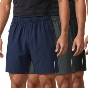 Men’s reflective stripe print athletic casual shorts—breathable, quick-drying, trendy fitness shorts suitable for summer workouts and running; black shorts