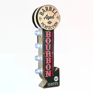 Bourbon Whiskey Barrel Aged Double Sided 25" Off The Wall Sign Vintage Inspired Design Home Wall Decor