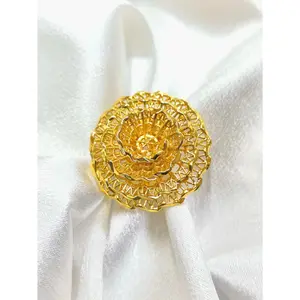 GOOD Dubai Golden Ring Brazilian Women 24K Gold Plated Wedding Bride Arabic Ethiopian Big Nigerian Jewellery Moroccan Resizabl