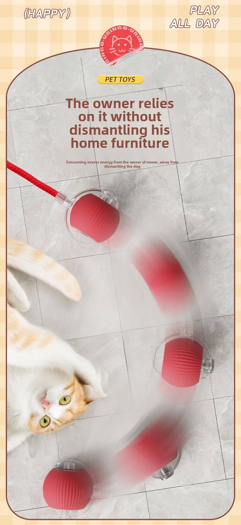 Interactive Dog Toys Rechargeable Pet Interactive Toys Electric Cats Ball  Automatic Rolling Fake Tail Ball Dog  Cats Toy