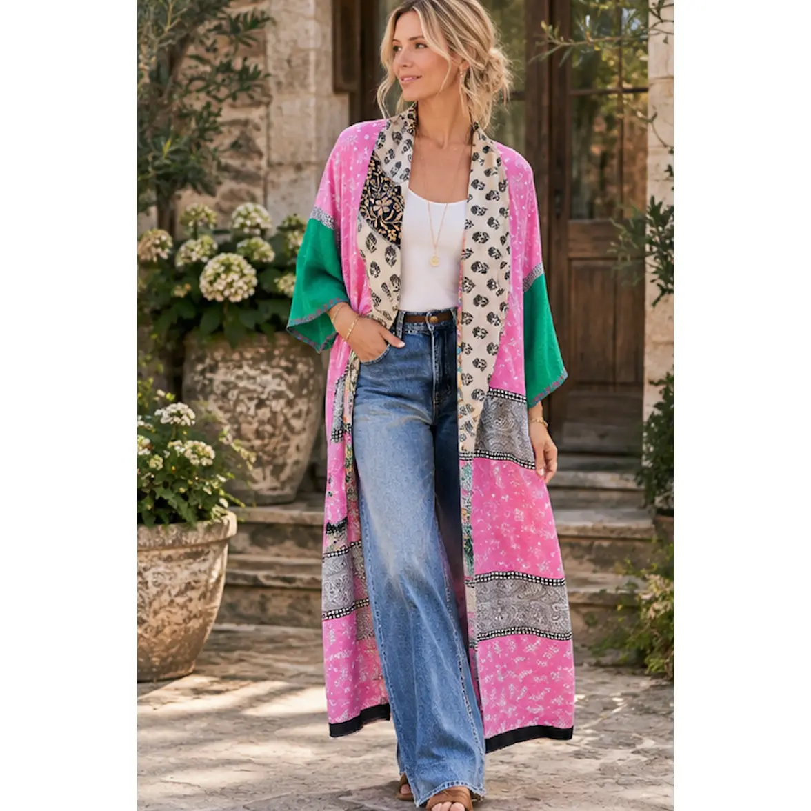 The Wanderlust Recycled Silk Duster Garden Party  - One of a Kind