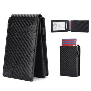 Men's Bifold Wallet - Anti-Skimming Smart Pop-Up Card Holder, Minimalist Lightweight Portable Metal Aluminum Case, 8-10 Card Capacity, ID Window, Ideal Men's Gift