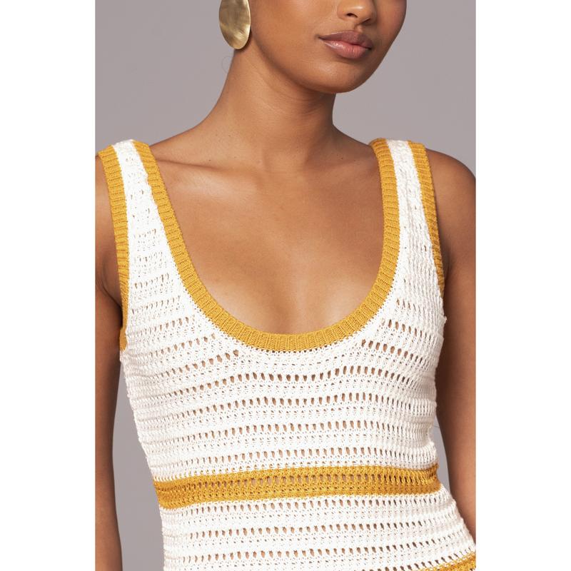 Ivory/Yellow Destiny Knit Maxi Dress