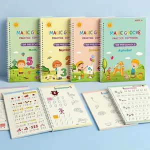 Magic Grooved Writing Practice for Kids Ages 3-8 Reusable Grooved Handwriting Practice Books for Kids 5-7 Preschool Tracing Learning Activities Educational Gifts for Kids