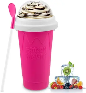 Slushy Maker Cup, Slushie Cup Maker Squeeze, Magic Quick Frozen Smoothies Cup, Insta Slushy Maker Cup with Lid and Straws for Kids & Adults Reusable