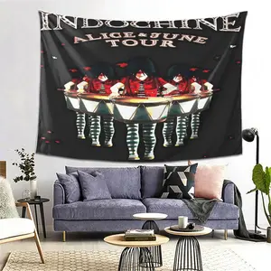 Indochine Album Tour Tapestry - Dramatic Music Band Wall Hanging Decor, Horizontal Floor-to-Ceiling Hanging for Living Room, Bedroom, Party Backdrop - Durable Polyester Fabric Poster - Perfect Gift for Indie Rock Fans & Music Lovers, Rock And Roll Decor