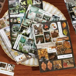 Vintage Plant & Flower Pattern Sticker Book, 20 Sheets/book Creative Scrapbooking & Journal Making Material Paper, DIY Decorative Decal Sticker for Stationery