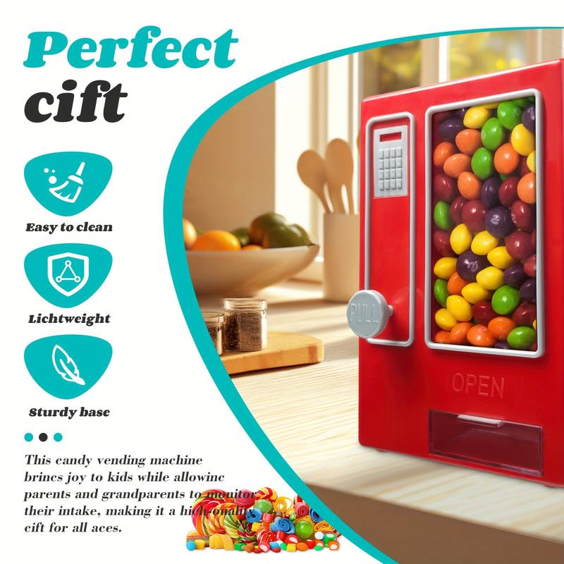Retro Mini Candy Vending Machine - Perfect for Gumballs, Jelly Beans & Treats - No Batteries Required - Ideal Kitchen Accessory & Great Gift for Youngsters