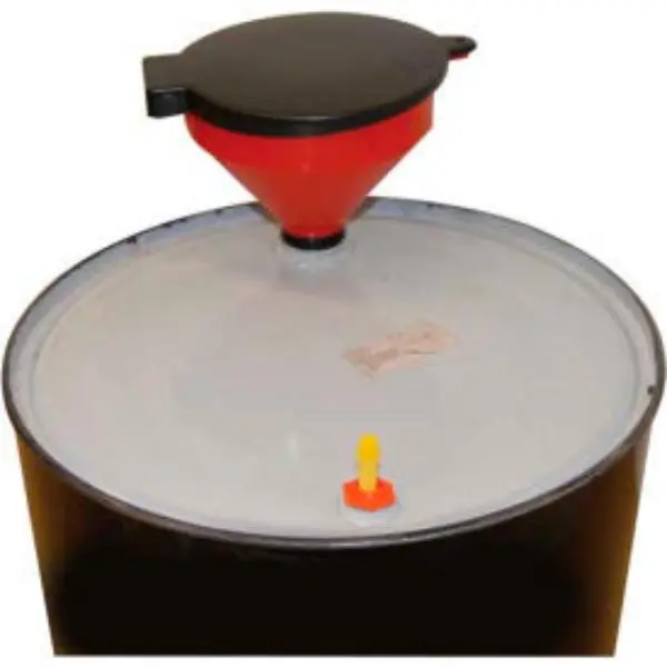 Wesco Industrial Products 7714000 272140 Polyethylene Drum Funnel with Lockable Cover, 2" NPS Fitting - Red, for Industrial Use, 4 Quarts Capacity, 4-Quart