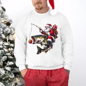 Santa Fishing Sweatshirt, Santa Bass Fishing Sweatshirt, Men's Christmas Sweater, Bass Fishing, Fishing Christmas, Fishing Santa, Santa, Christmas Bass Fishing, Gift for Fisherman, Unisex Crewneck Sweatshirt