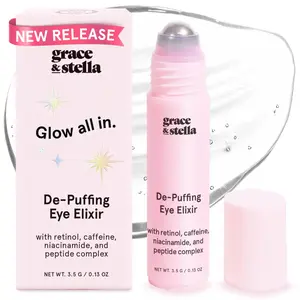 Under Eye Brightener Roller – Retinol Caffeine Serum For Puffiness Dark Circles Fine Lines Hydrating Smoothing Vegan Skincare Hyaluronic Acid Soothing SPF Lightweight Bridesmaids gifts by grace & stella