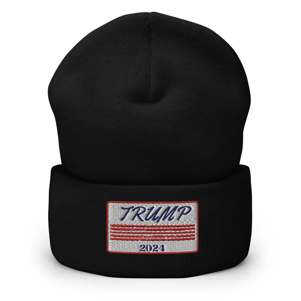 Trump 2024 Cuffed Beanie for Men - Knitted Hat in White