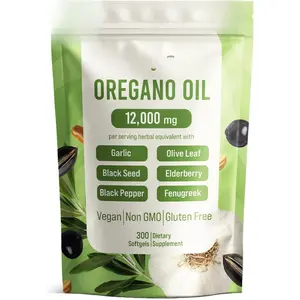 Organic Oregano Oil Capsules with Black Seed Oil, High Carvacrol 12,000mg Formula for Immune Wellness and Digestive Support, Non-GMO Vegan Softgels for Daily Health (300 Count)