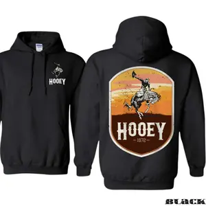 HOOEY Horse Racing Hoodie - Cowboy Riding in Sunset Scene, Western Pattern Pullover, Suitable for Horse Racing Enthusiasts,Ranch Workers, and American Western Fans, Men's Top Sweatshirt Long Sleeve, Holiday Gift, Birthday Gift, Fashionable and Comfortable