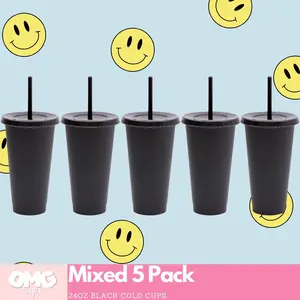 Black Cold Cups Set of 5 (24oz)