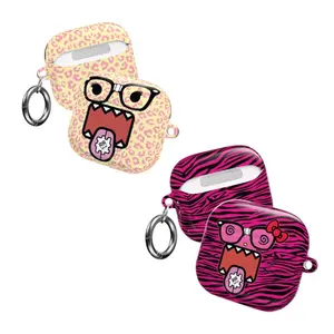 RRoline Cartoon Leopard & Zebra Print AirPods Case Cover, Face Funny Cartoon Protective Silicone Skin for AirPods Pro 2 1, Aesthetic Pink Cheetah Animal Pattern Soft Case, Cute Cartoon Earbud Protective Shell for Fan