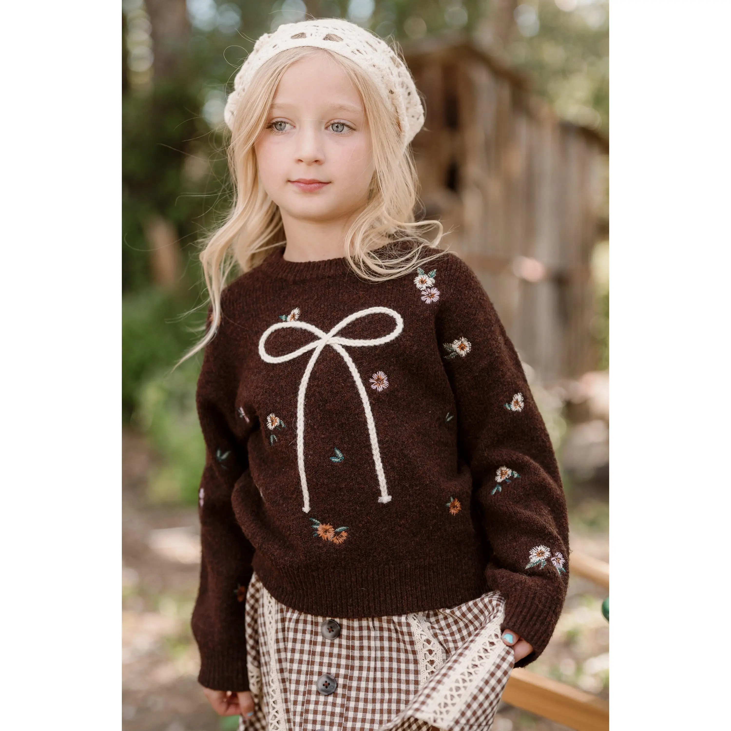 Mini Ellis Sweater in Warm Cocoa Lovelorn Ditsy