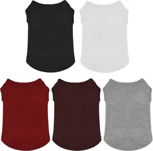 5Pcs Dog Shirts Clothing Plain Soft Thin Pet Tee Vest Sweatshirt Cotton Summer Shirts for Medium and Small Male Female Dogs Gvhntk