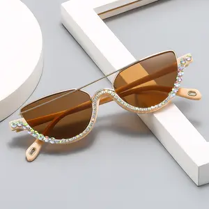 Round face fashion borderless UV protection fashion sunglasses