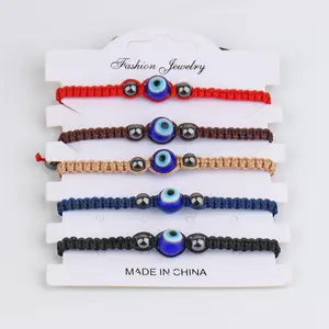 Black Handwoven Turkish Evil Eye Adjustable Bracelet - Stylish Daily Wear Bangle, Fashion Costume Jewelry