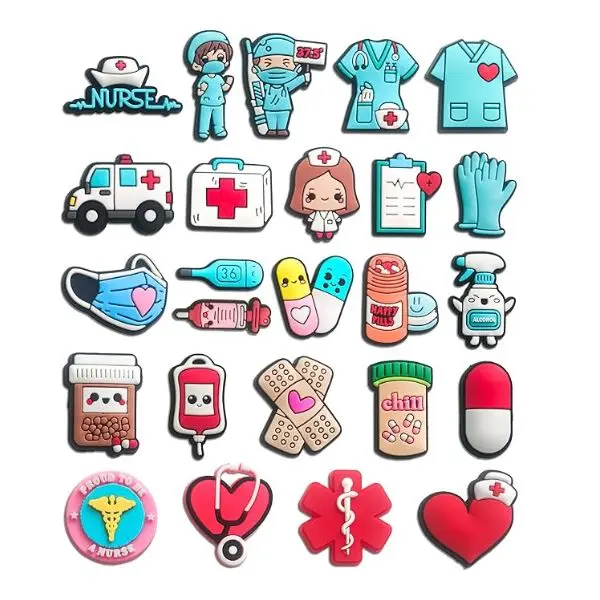 25PCS Nurse Shoe Charms for Crocs – Cute Medical Accessories for Clogs – Kawaii Nursing Student & Doctor Decoration Pins, Hospital Nurse Appreciation Week Gifts for Women