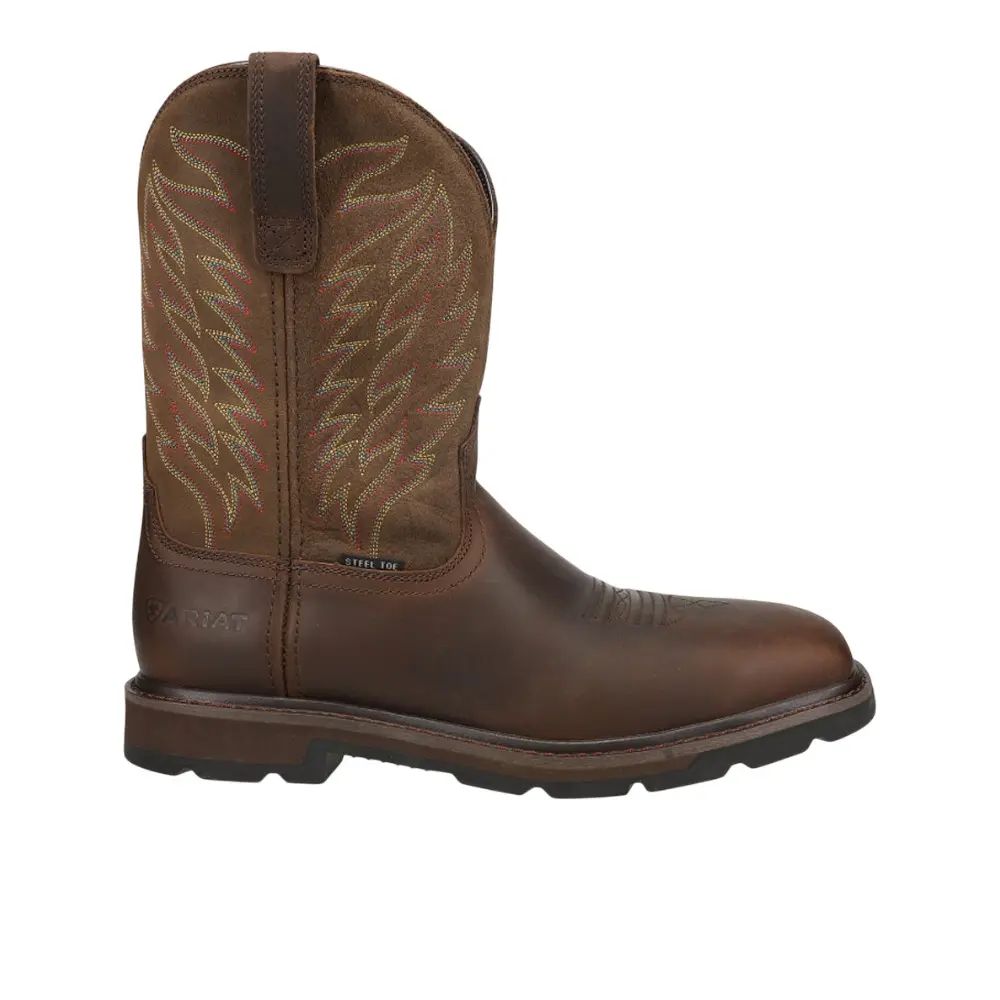Ariat Mens Groundbreaker Embroidered Oil Resistant Steel Toe  Work/Duty - Brown