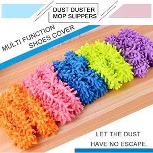 Washable Mop Slippers Microfiber Dusting Shoes Reusable Hands Free Cleaning Slippers for Hardwood Tile Laminate Floors Comfortable Indoor Footwear