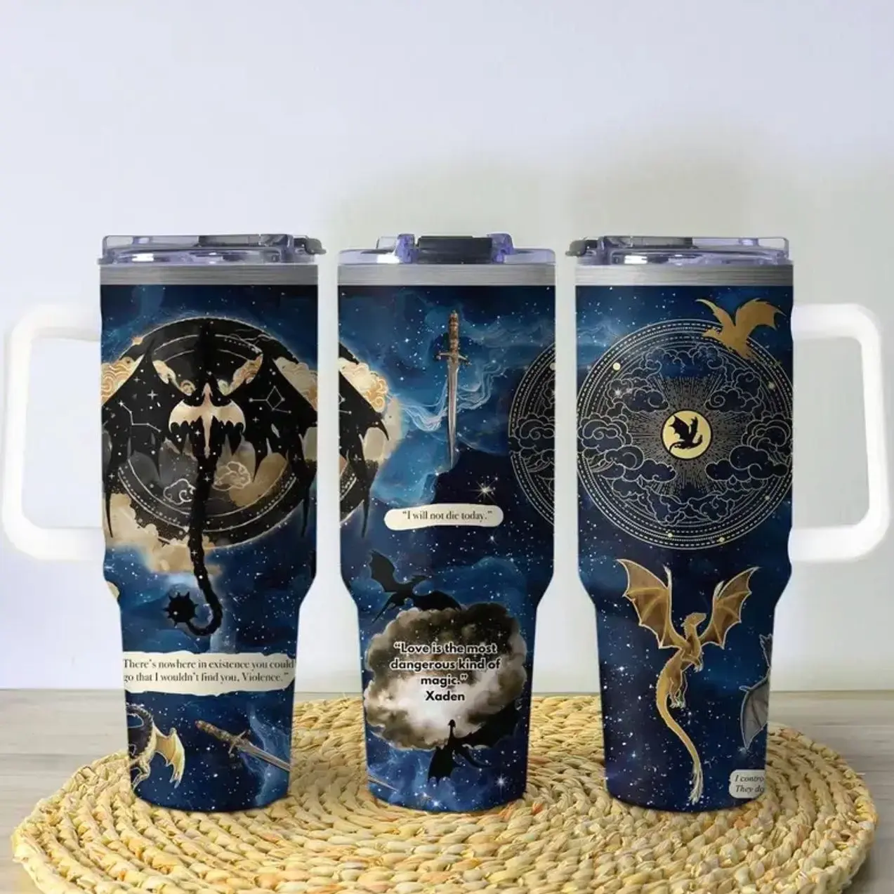 Fourth Wing Tumbler, Basgiath War College Mug, Dragon Fantasy Stainless Coffee Cup, 20oz/30oz/40oz Insulated Bookish Tumbler Gift